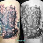 Ruth cuervilu tattoo studio - tatuaje vikingo en blanco y negro - km13 studio