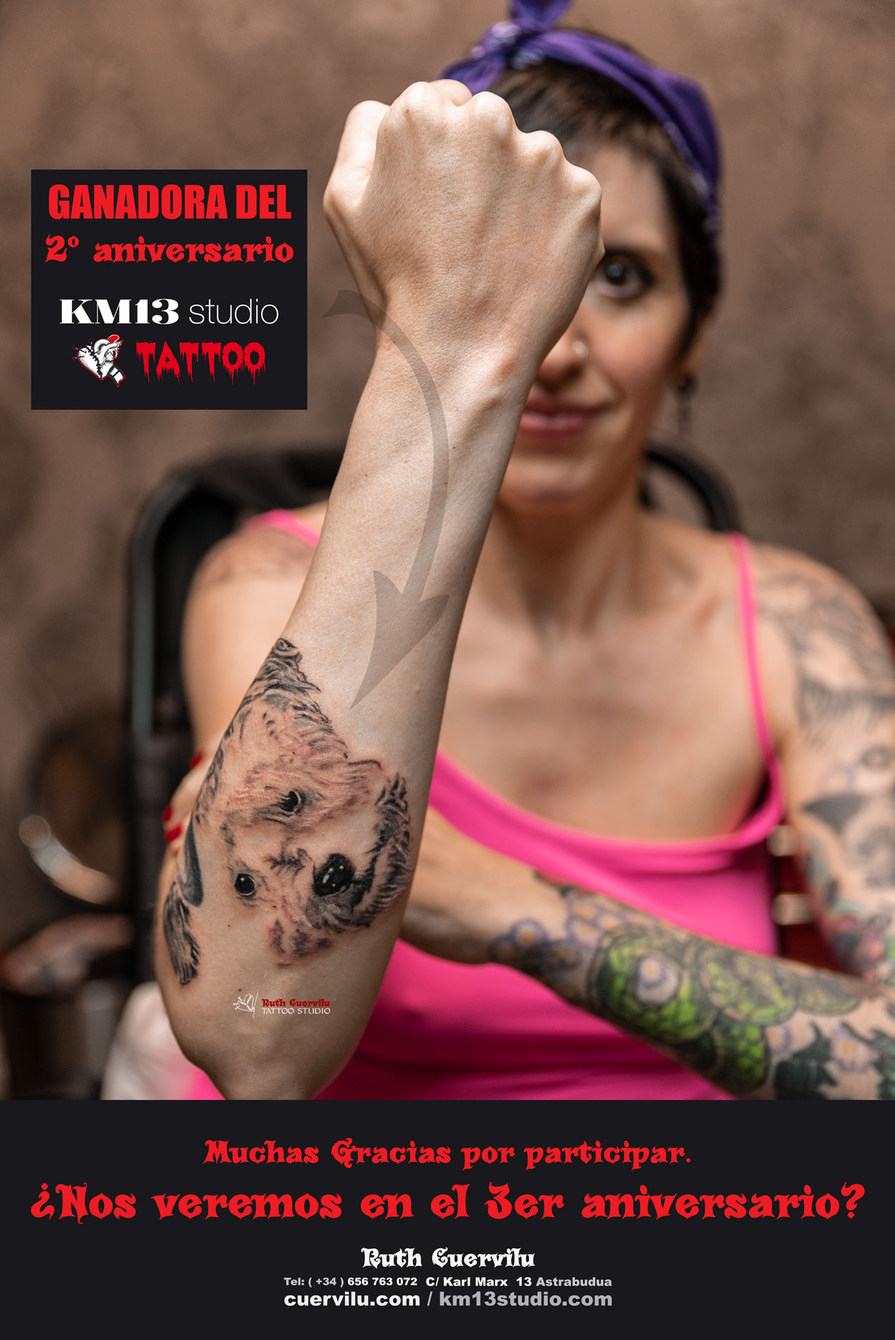 Amaia. Ganadora de concurso que hicimos para celebrar el 2º aniversario de KM13 Studio. - Ruth Cuervilu Tattoo - Estudio de tatuajes en Astrabudua erandio bizkaia bilbao.